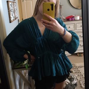 Teal Western Blouse